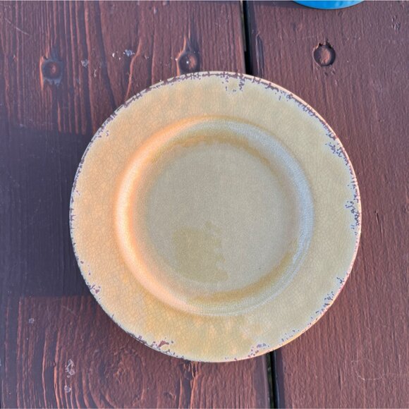 William Sonoma Rustic Yellow Salad Plates 8" Set Of 4 Vintage Distressed Look Du - Picture 8 of 8